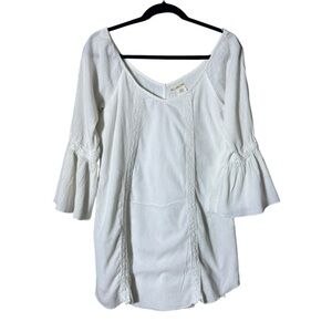 Billabong Bohemian Womens Tunic Top Medium Fairycore Beachy Flare Coquette White